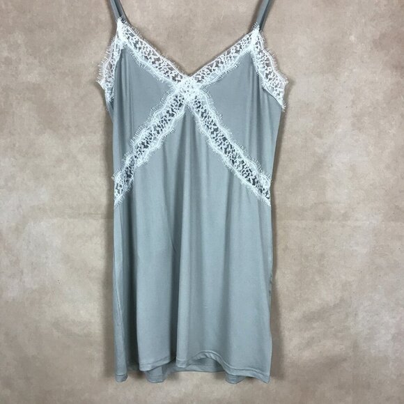 Nanette Lepore Gray Nightgown Chemise with Lace Inset LARGE - Picture 4 of 8